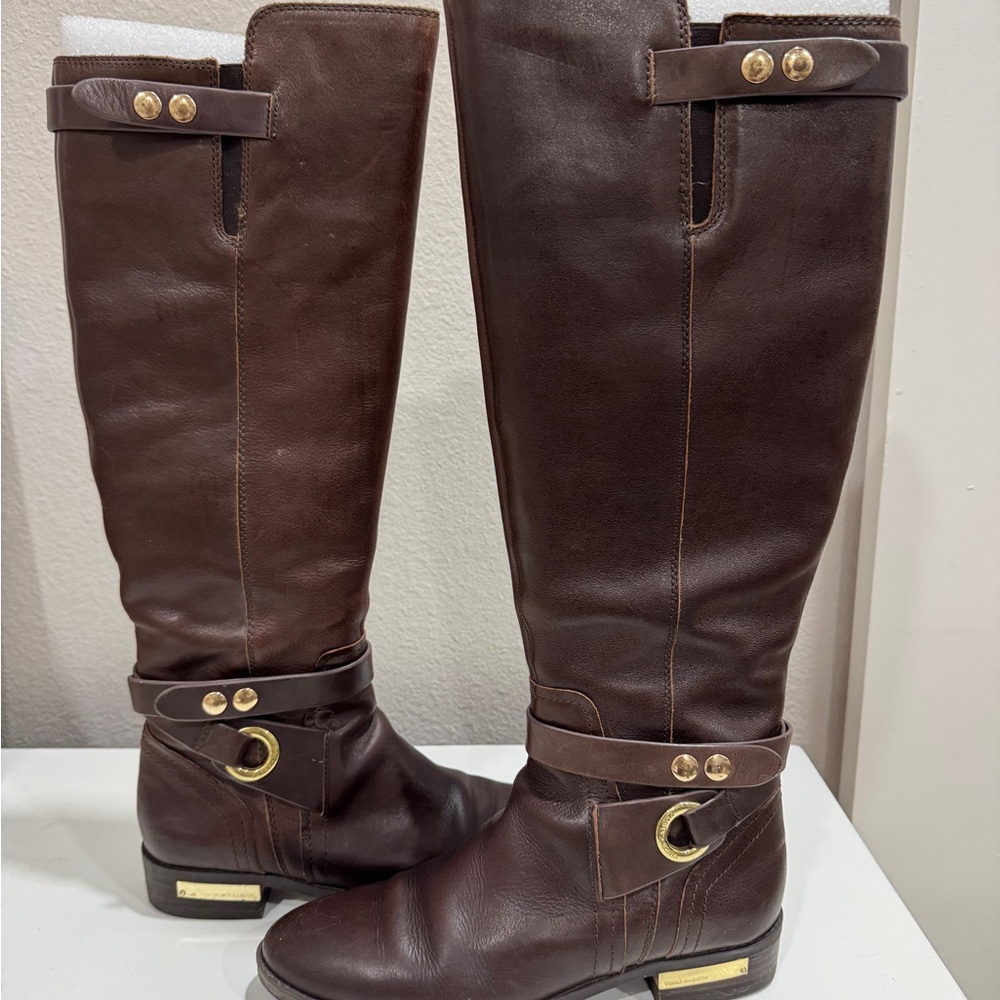 Vince Camuto Brown Leather Knee-High Boots